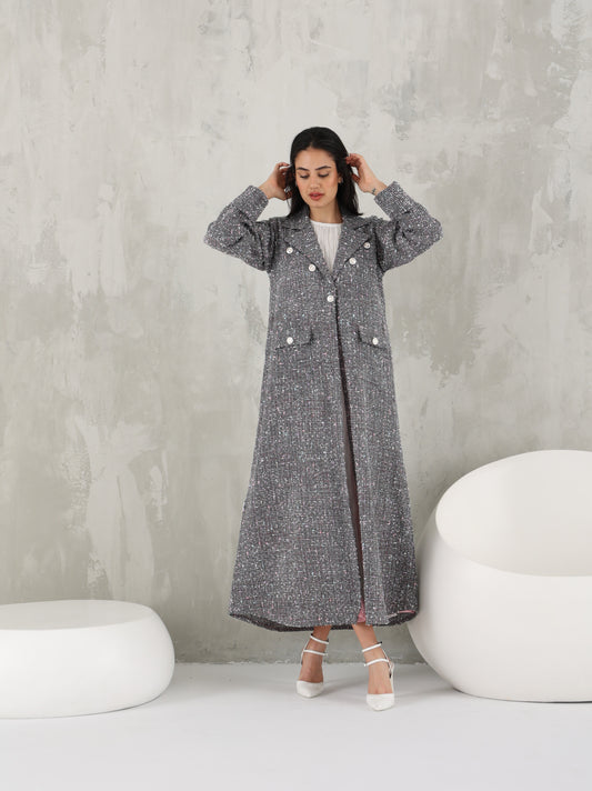 Grey Tweed Abaya