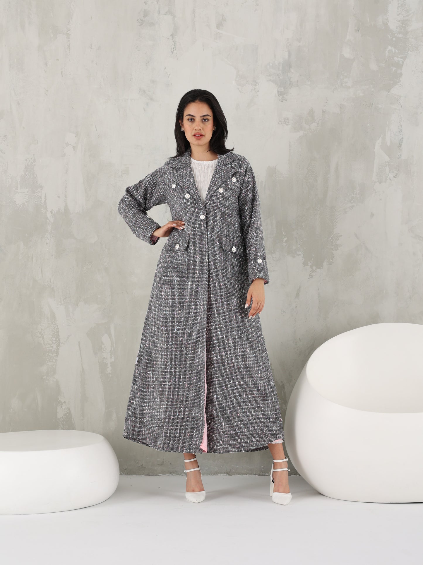 Grey Tweed Abaya